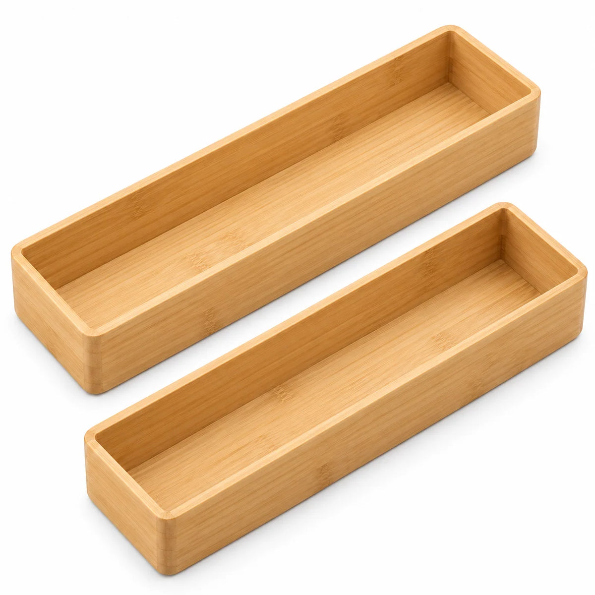 Natural Bamboo Utensil Drawer Trays, 2-Pack