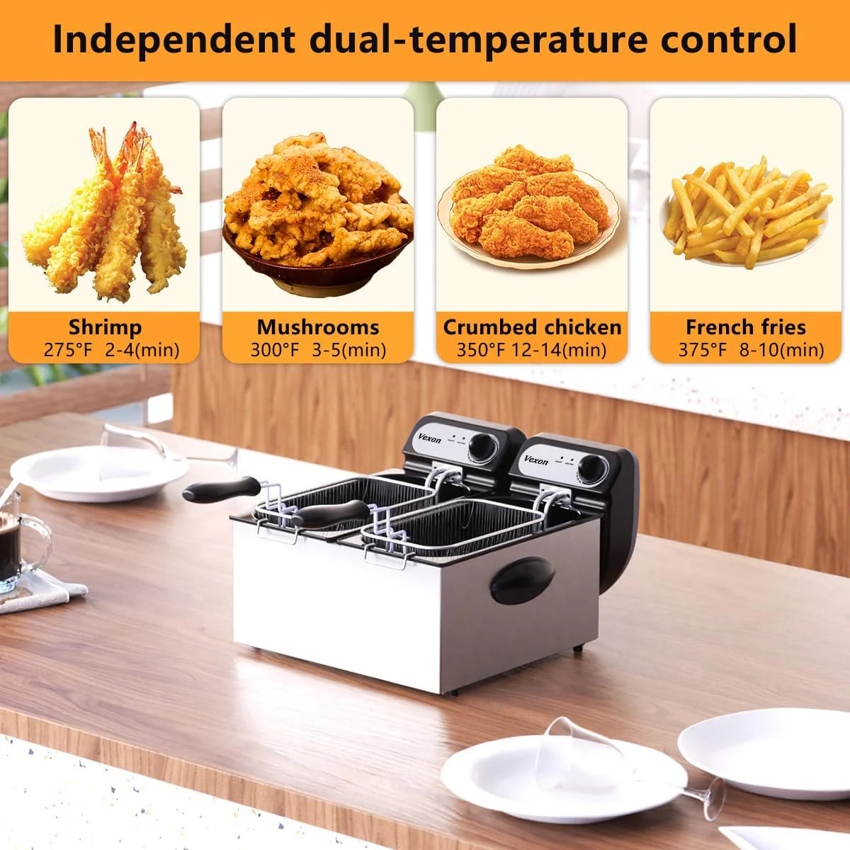 3000W Commercial Electric Deep Fryer with Baskets & LIDS,2X3L Stainless Steel Double Deep Fryer,small Deep Fryer with Basket,temperature…