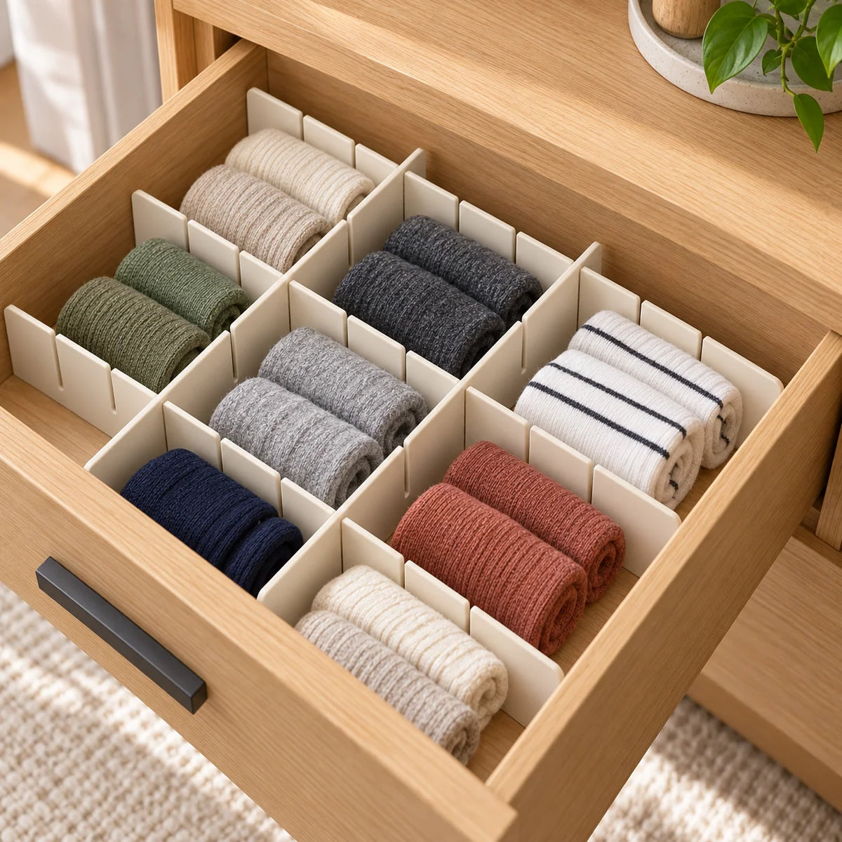 Ivory Interlocking Drawer Divider Grid, 6-Piece Set
