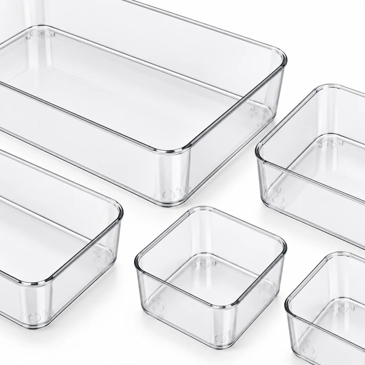Clear Modular Drawer Organizer Trays, 8-Piece Set