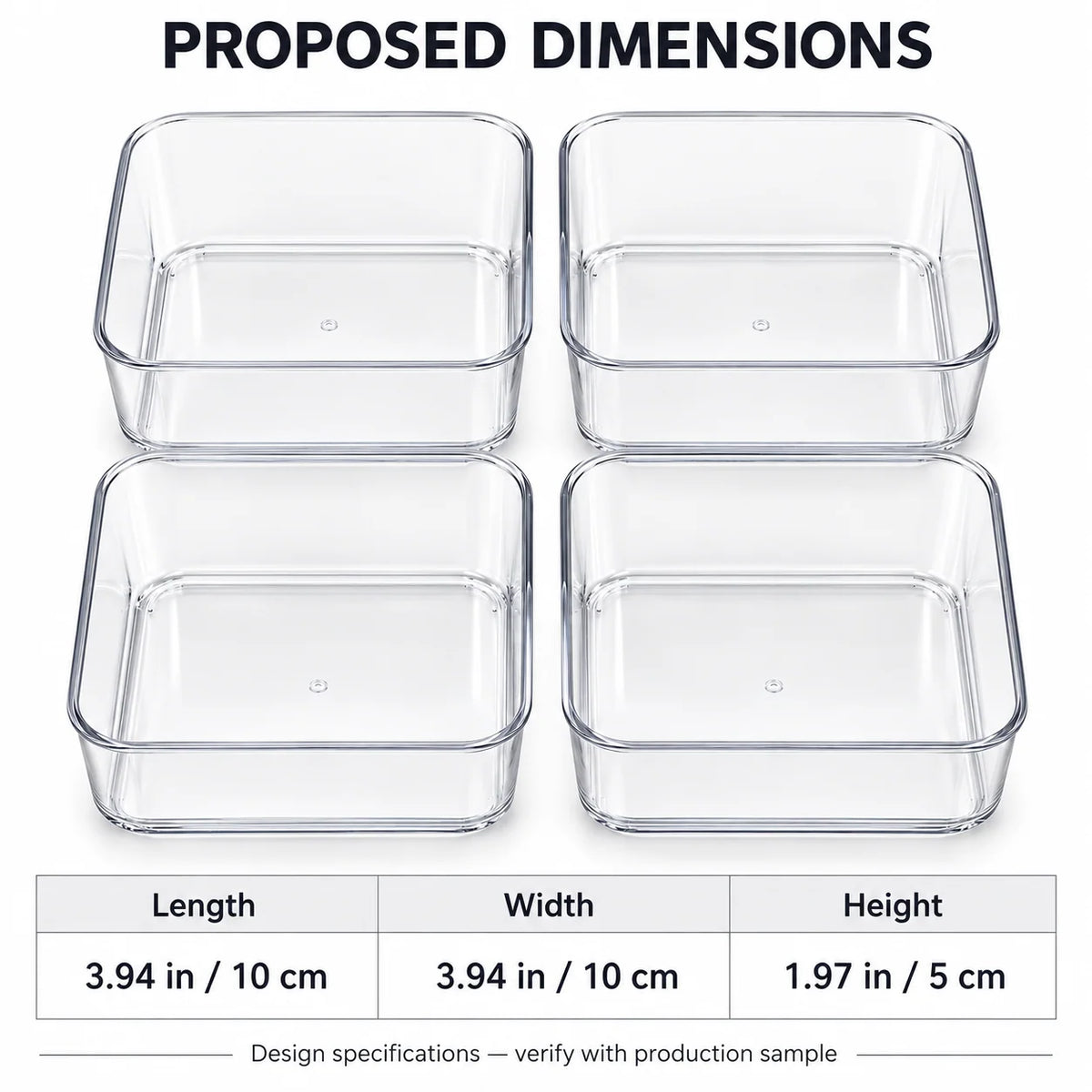 Clear Square Drawer Organizer Trays, 4-Pack