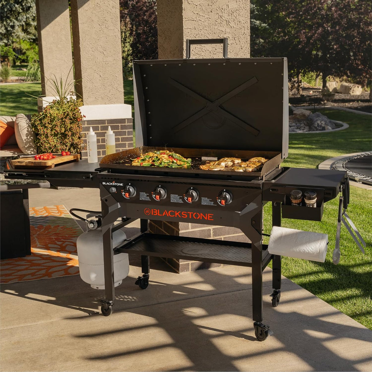 Iron-forged 36" Omnivore Griddle - Premium Powder-coated Steel with Reinforced Hood, Black Finish