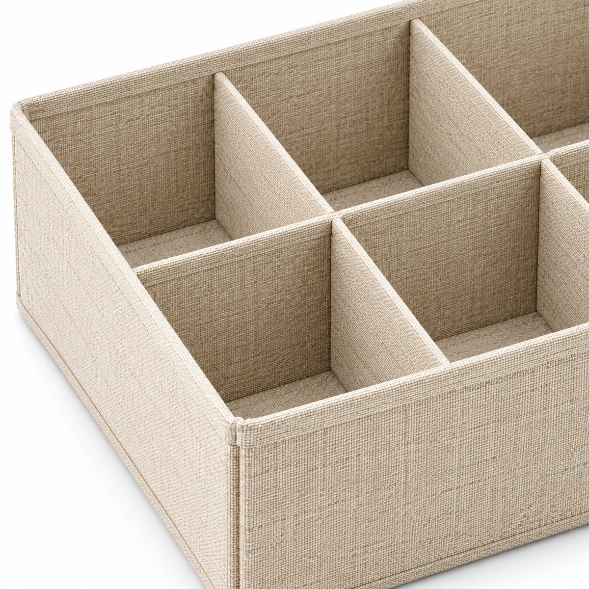 Oatmeal Fabric Underwear Drawer Organizer, 6 Cells