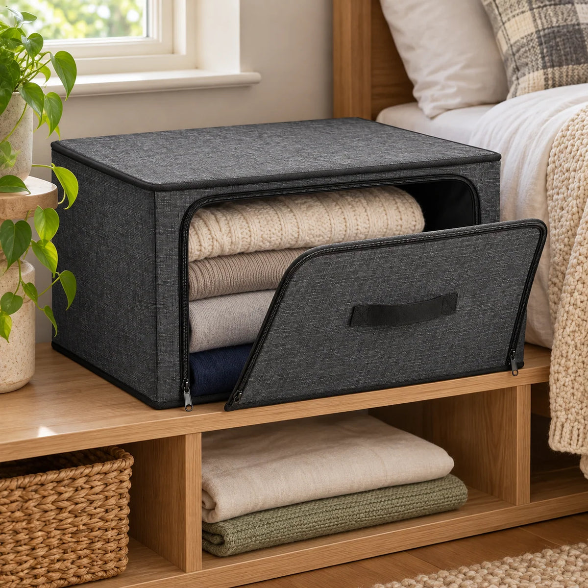 Charcoal Front-Opening Wardrobe Storage Bag