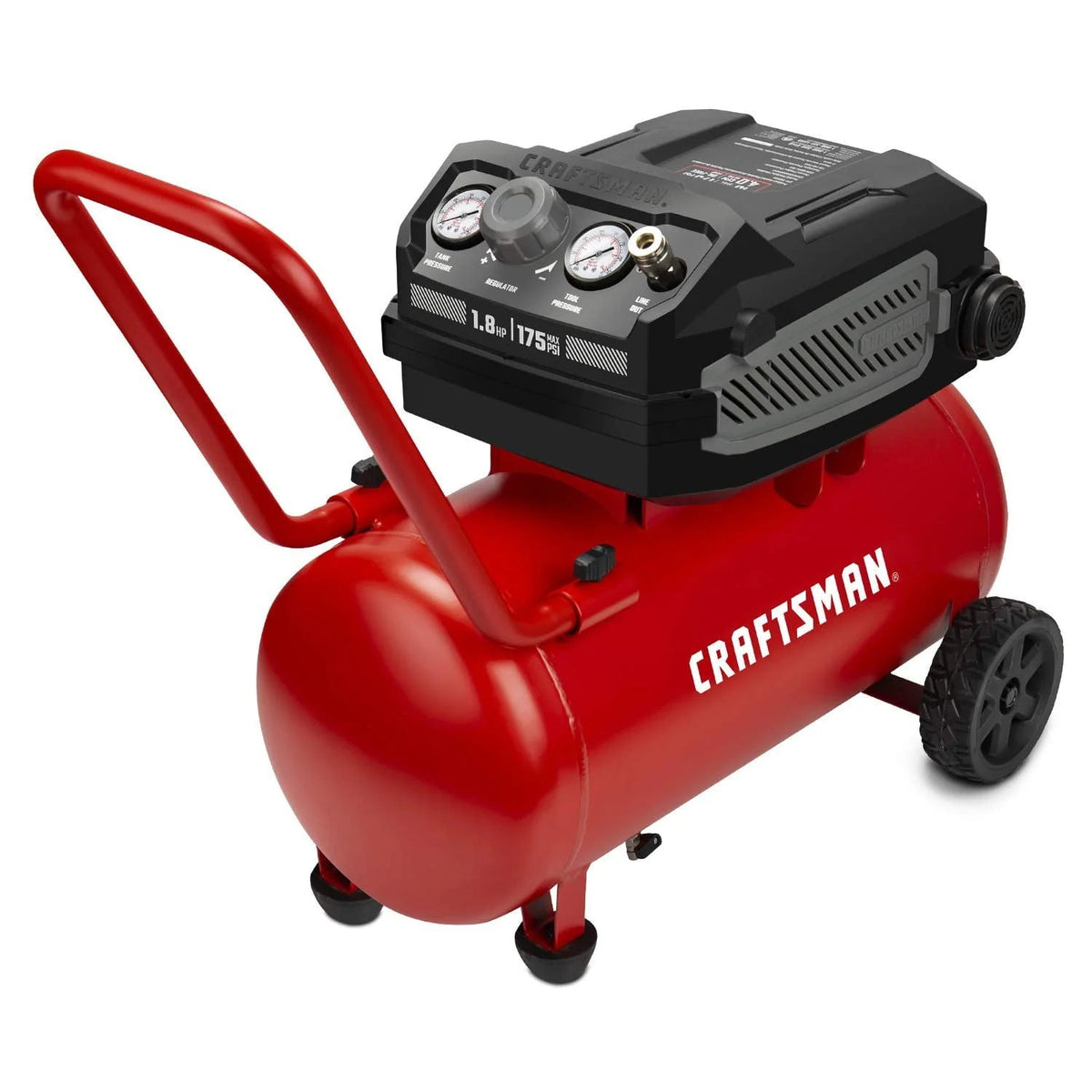 Hard Air Compressor, 10 gallon 1.8 HP 175 PSI, 4.0CFM@90PSI, Oil Free and Maintenance Free, Portable with Large Wheels