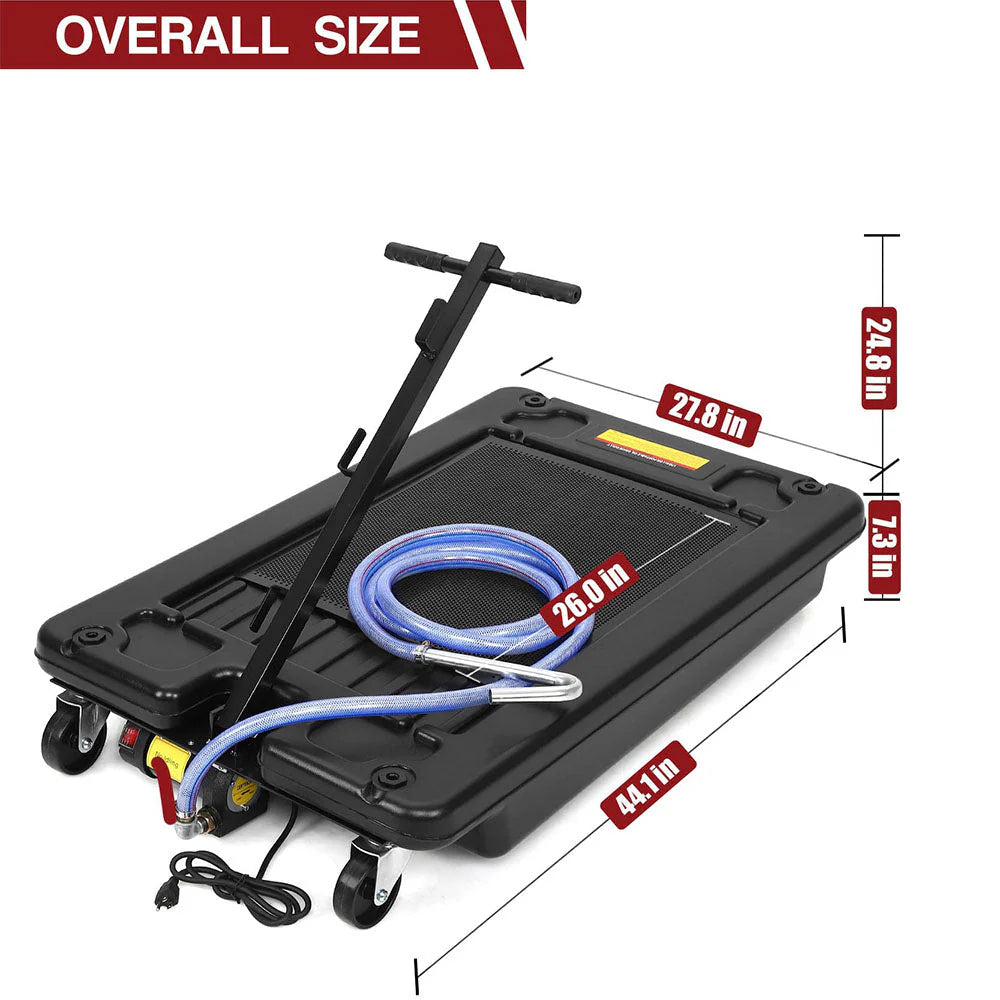 17 gal Electric Oil Drain with 110V Pump & 8 ft Hose,low Profile & T Folding Handle Oil Drain Cart for Truck Cars Suvs