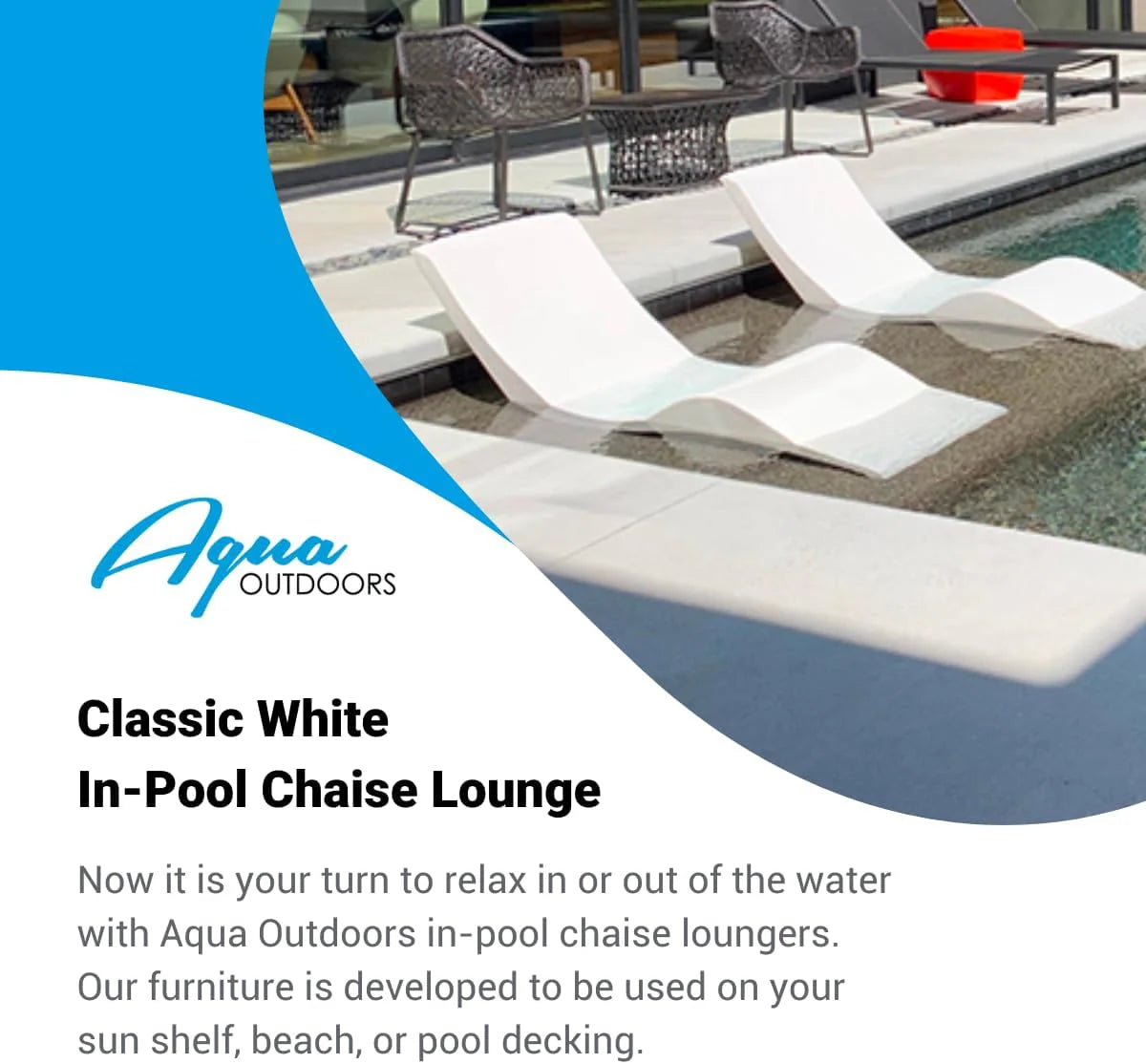 Classic White - In-pool Chaise Lounger - Designed for Water Depths Up to 9" - Aqua Outdoors - Set of 2 - Compatible with All Pool Types -…