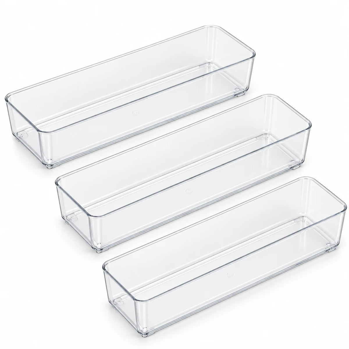 Clear Slim Drawer Organizer Trays, 3-Pack