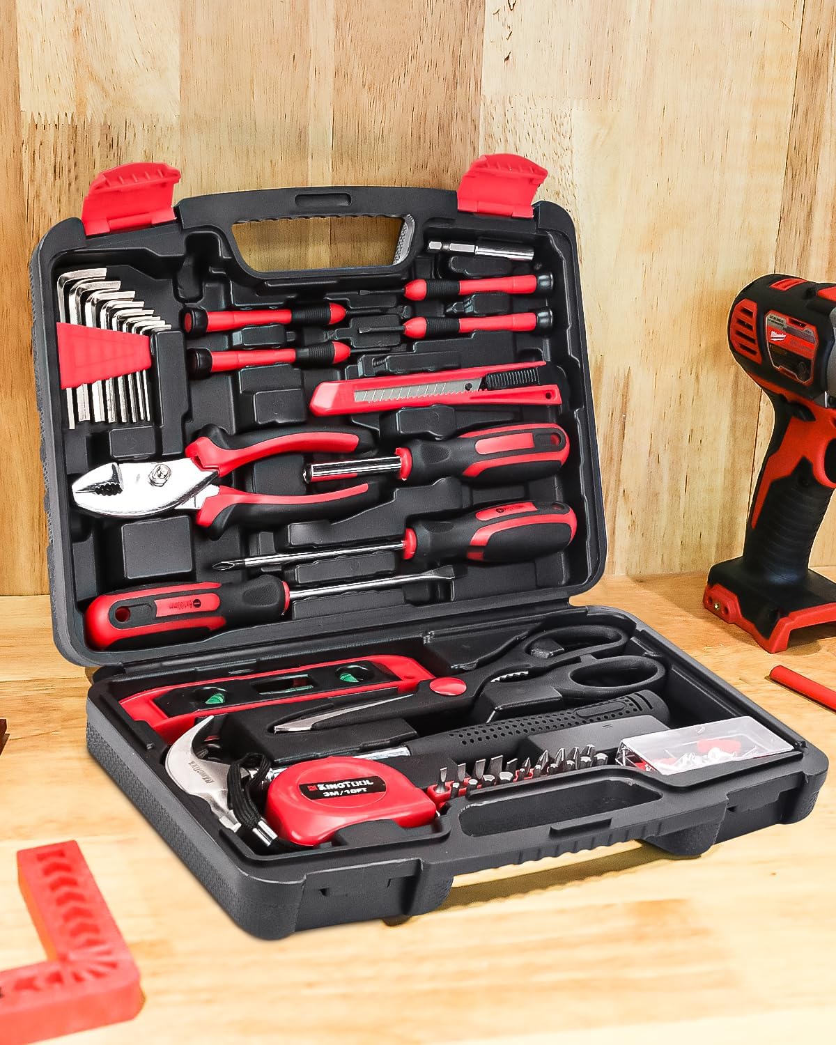 Home Tool Set Kit - 286 Pcs Home Auto Repair Tool Kit with Rolling Tool Box, Mechanic Tool Sets with 21V Max Cordless Power Drill, Perfect…