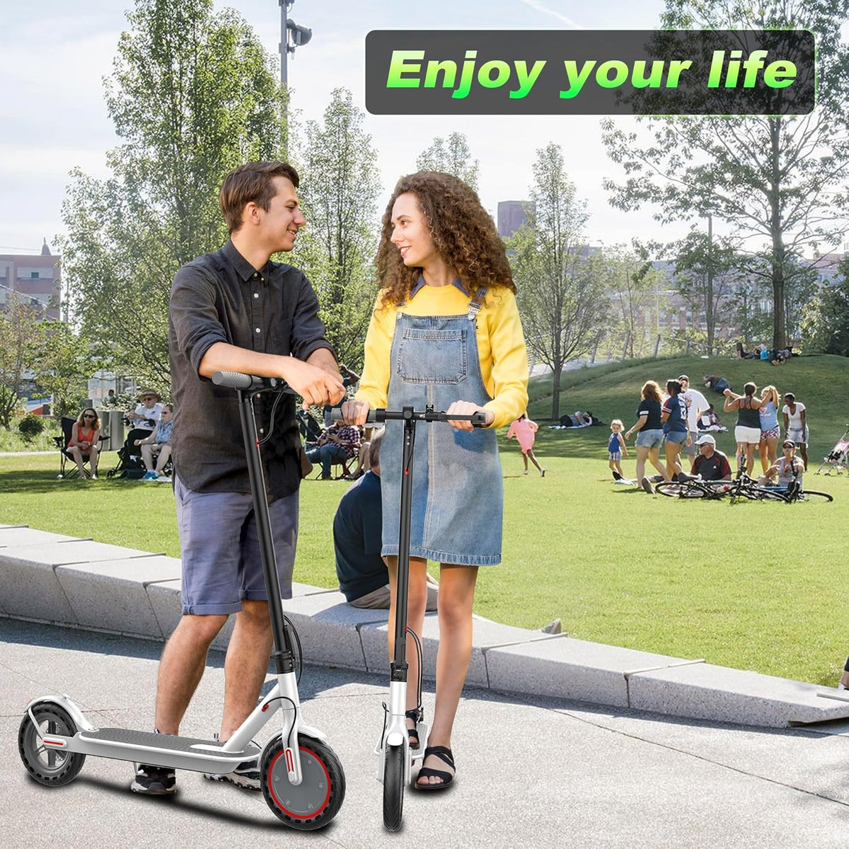 Electric Scooter - 8.5" Solid Tires, 350W Motor, Up to 19 Mph and 21-23 Miles Long-range Portable Foldable Commuting Scooter for Adults with…