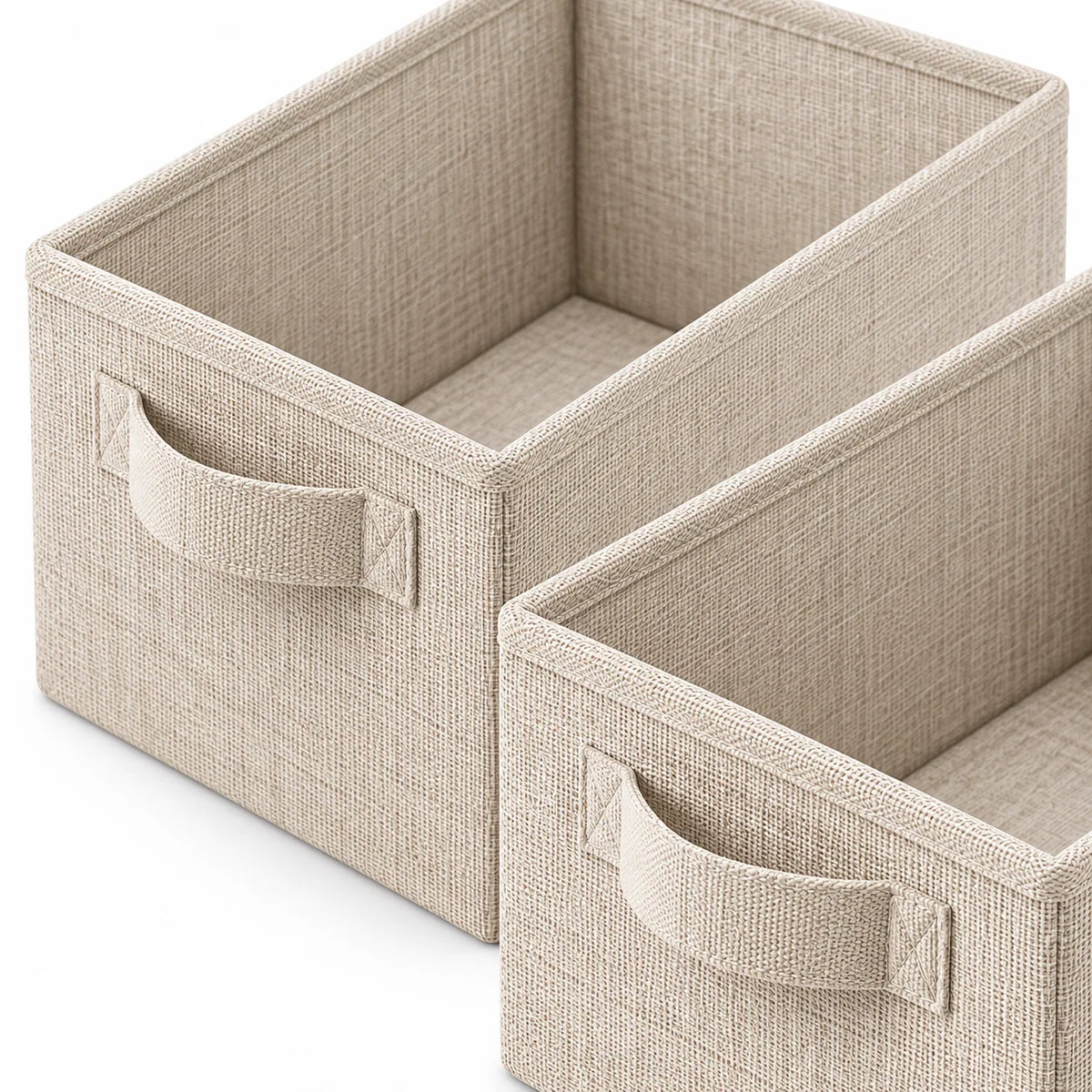 Oatmeal Deep Fabric Drawer Organizer Bins, 2-Pack