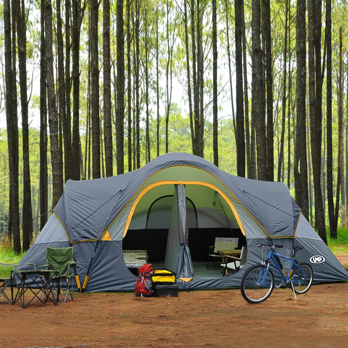 Camping Tent 10-PERSON-FAMILY Tents, Parties, Music Festival Tent, Big, Easy Up, 5 Large Mesh Windows, Double Layer, 2 Room, Waterproof,…