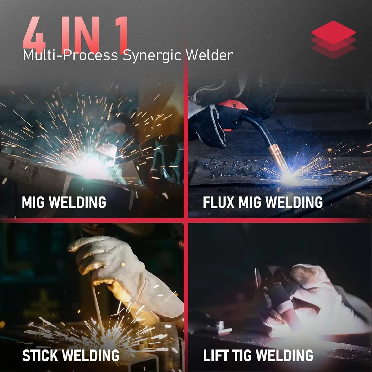 135AMP Mig WELDER,110V Flux Core Welder Flux Core Mig/lift Tig/stick 3-IN-1 Large LED Digital Display Welding Machine Igbt Inverter Welder
