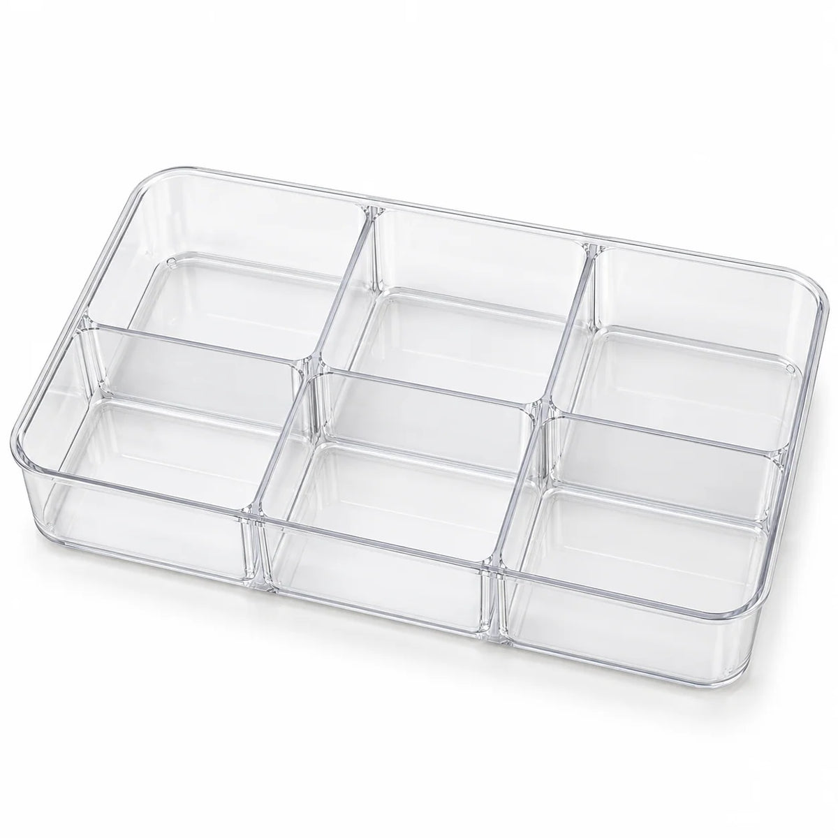 Clear Drawer Organizer Tray, 6 Compartments
