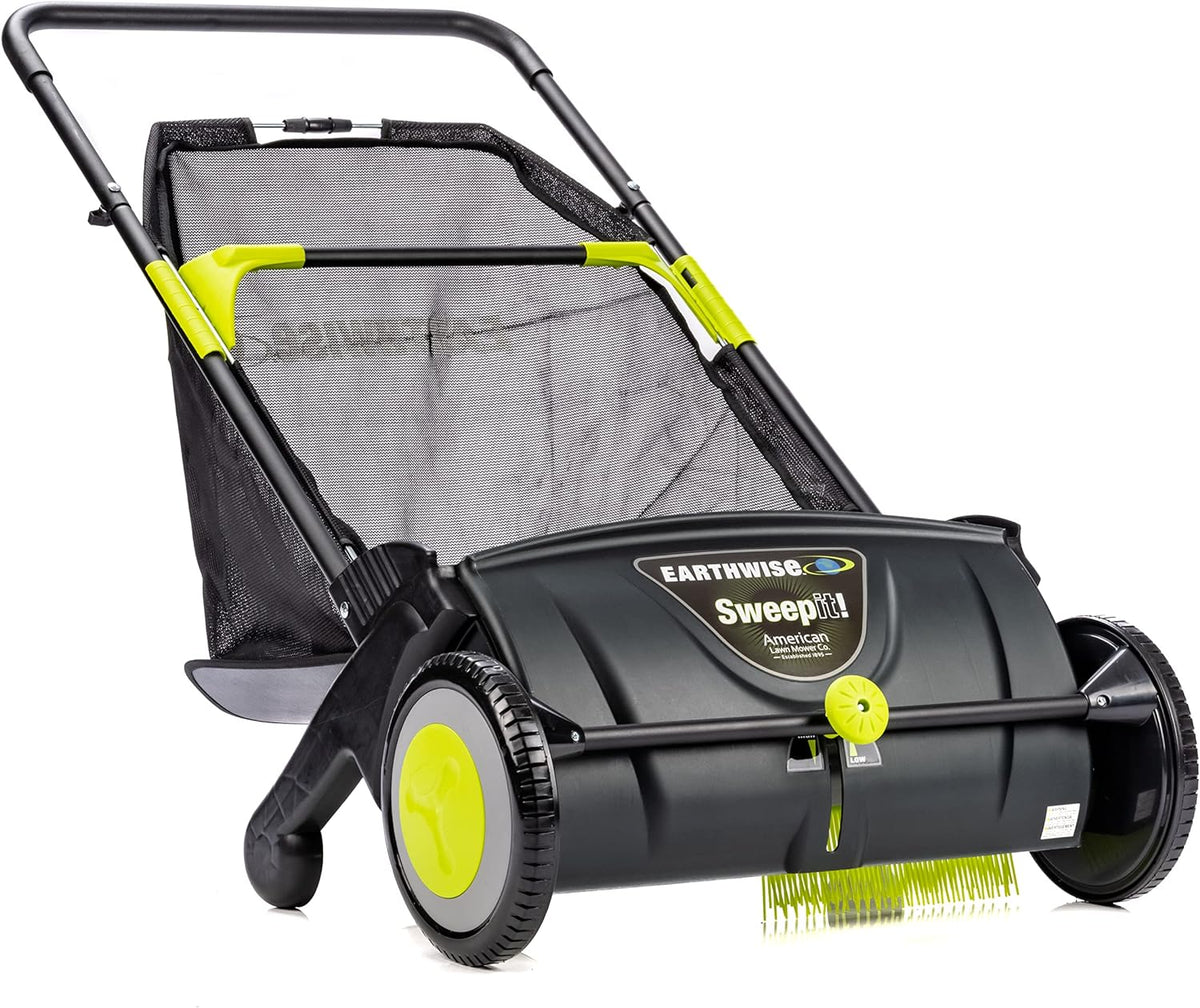 21-INCH Width Leaf & Grass Push Lawn Sweeper, Black