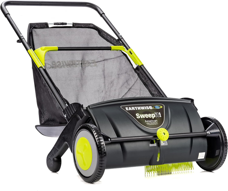 21-INCH Width Leaf & Grass Push Lawn Sweeper, Black