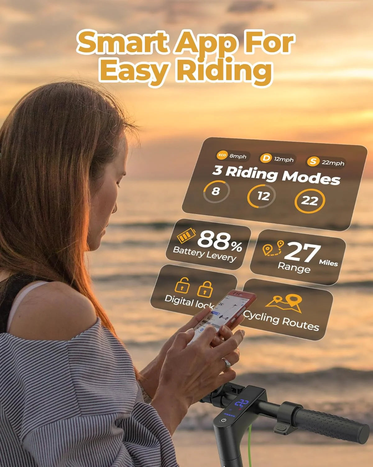 Electric Scooter - 8.5" Solid Tires, 350W Motor, Up to 19 Mph and 21-23 Miles Long-range Portable Foldable Commuting Scooter for Adults with…