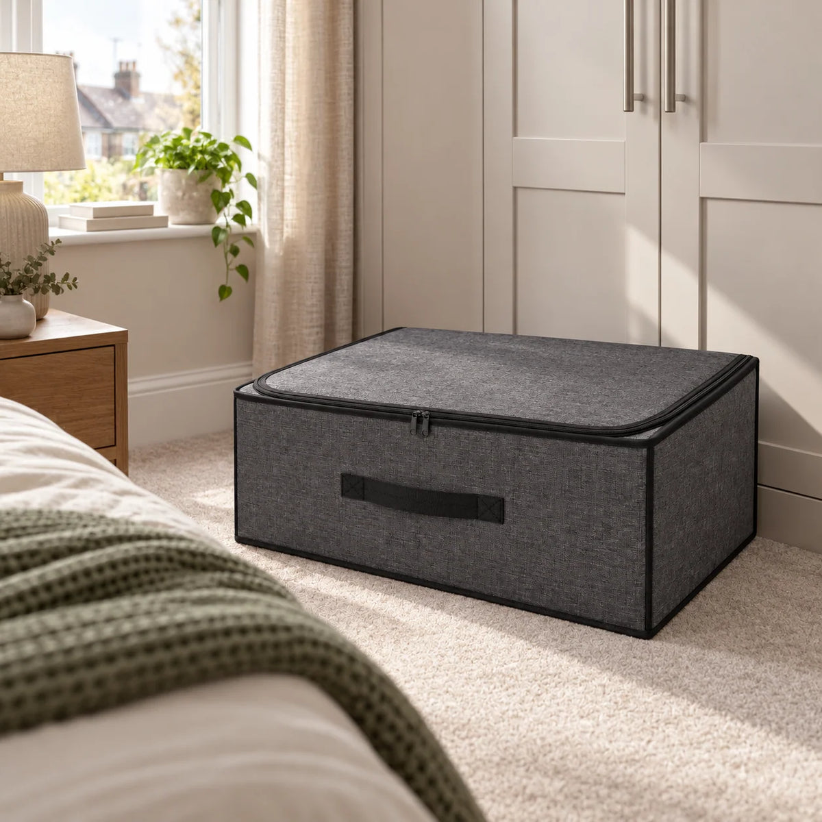 Charcoal Structured Wardrobe Storage Bag, Wide