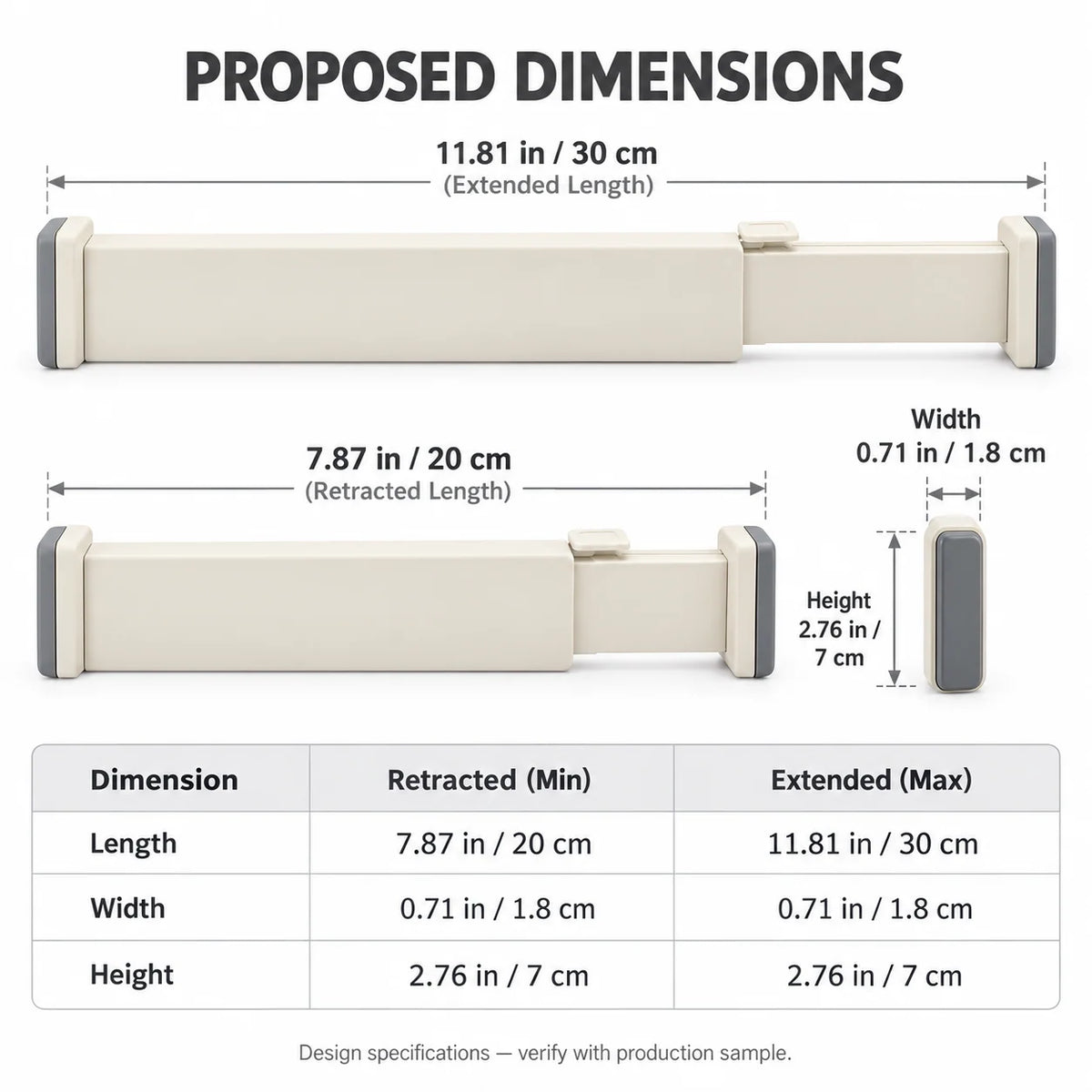 Ivory Compact Adjustable Drawer Dividers, 4-Pack