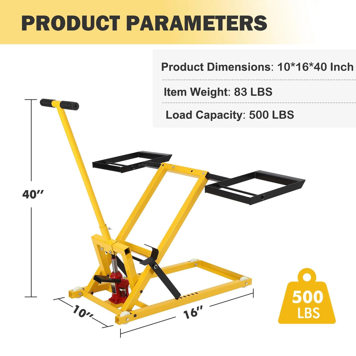 Lawn Mower Lift with Hydraulic Jack, 26 Inches Lawn Mower Lift, Welded Solid Steel Construction, Weight Capacity 500 lbs, for Riding Lawn…