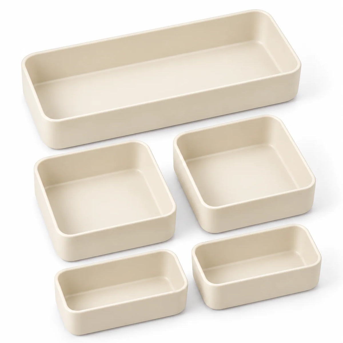Ivory Modular Drawer Organizer Trays, 5-Piece Set
