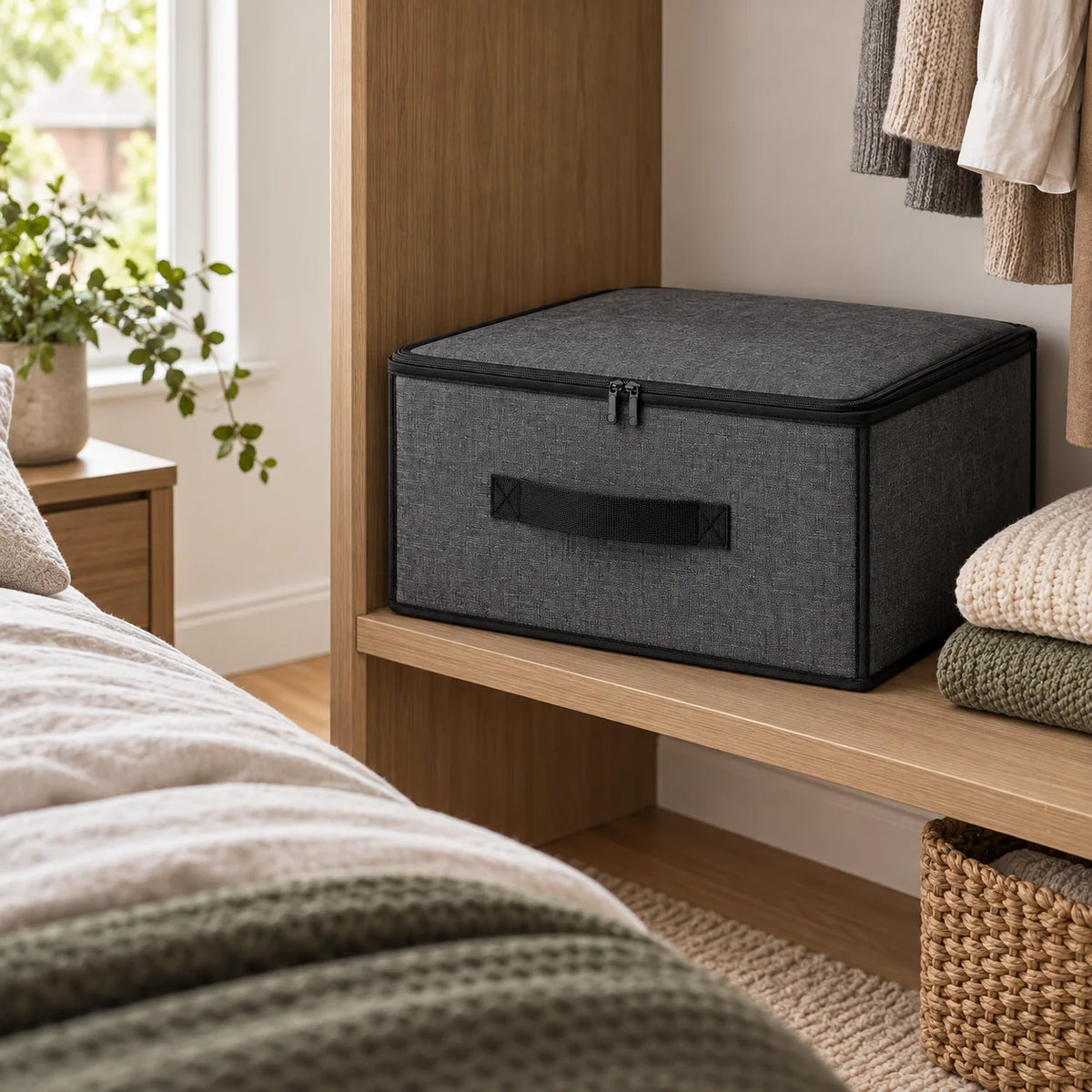 Charcoal Structured Wardrobe Storage Bag, Narrow