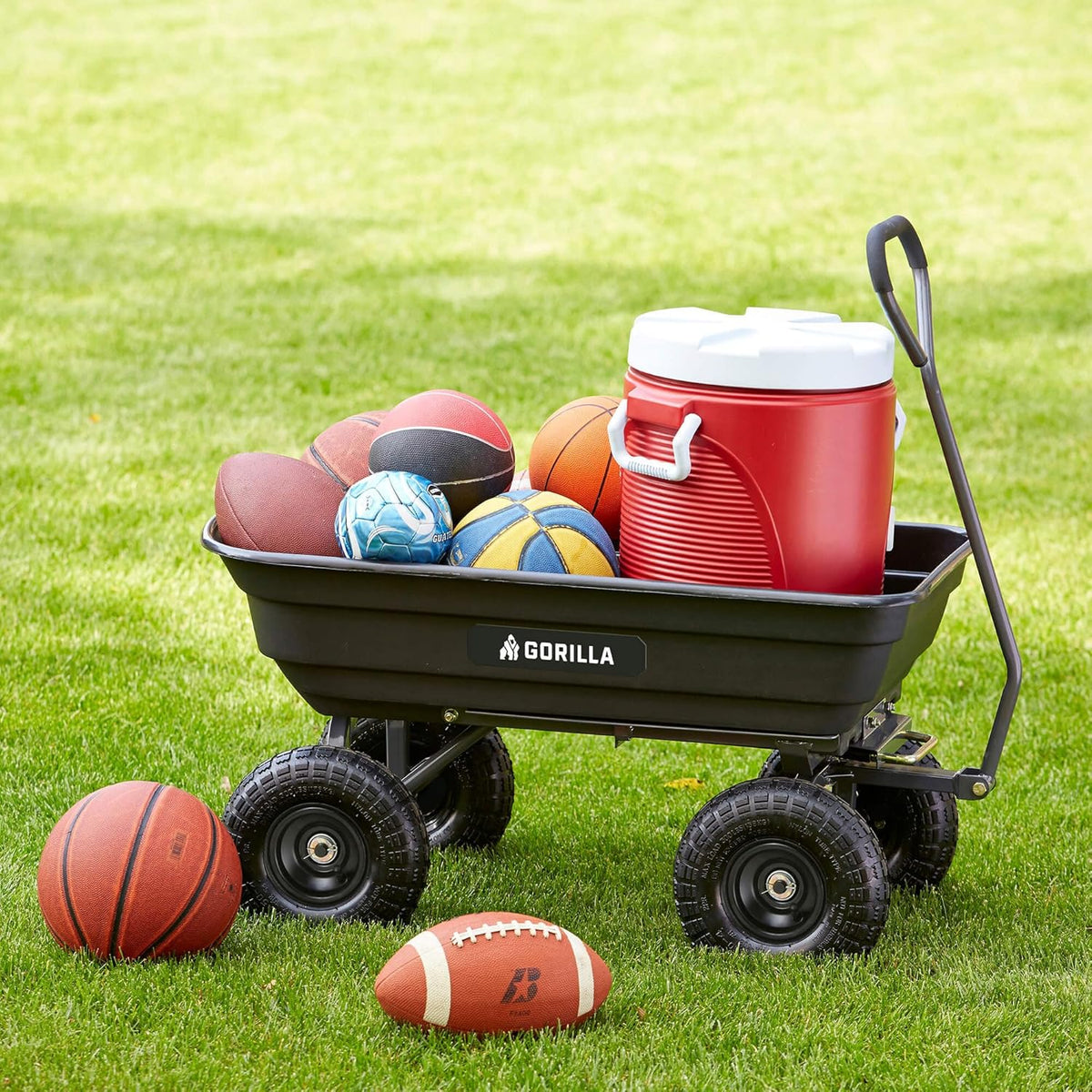 Heavy Duty Poly Utility Dump Wagon Garden Cart W/pneumatic Tires, 6 Cu ft - 1200 lb Capacity Outdoor Wheelbarrow for Yard, Landscaping &…