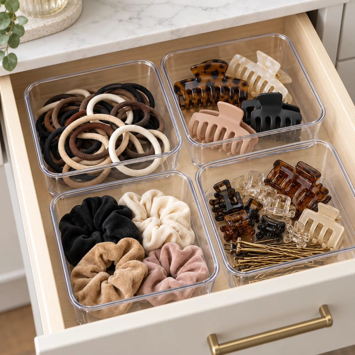 Clear Square Drawer Organizer Trays, 4-Pack