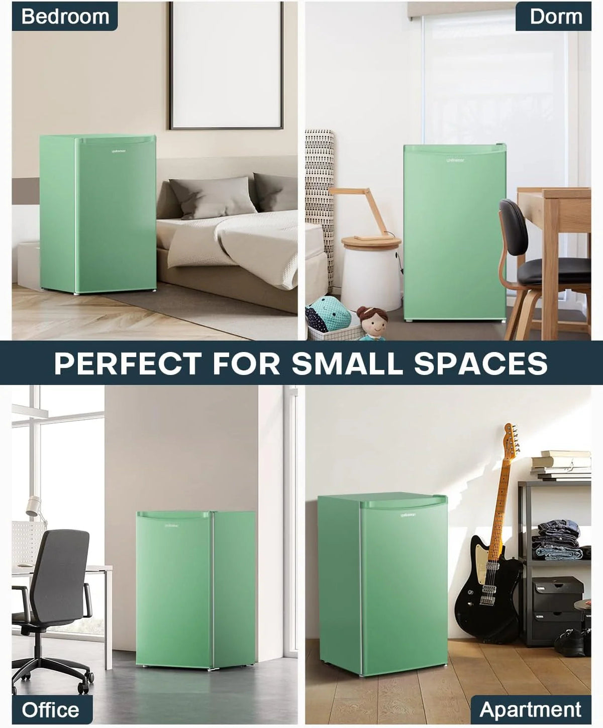 3.2 Cu.ft Mini Fridge with Freezer - Single Door Compact Refrigerator for Dorm, Bedroom, or Office - Adjustable Thermostat, Black