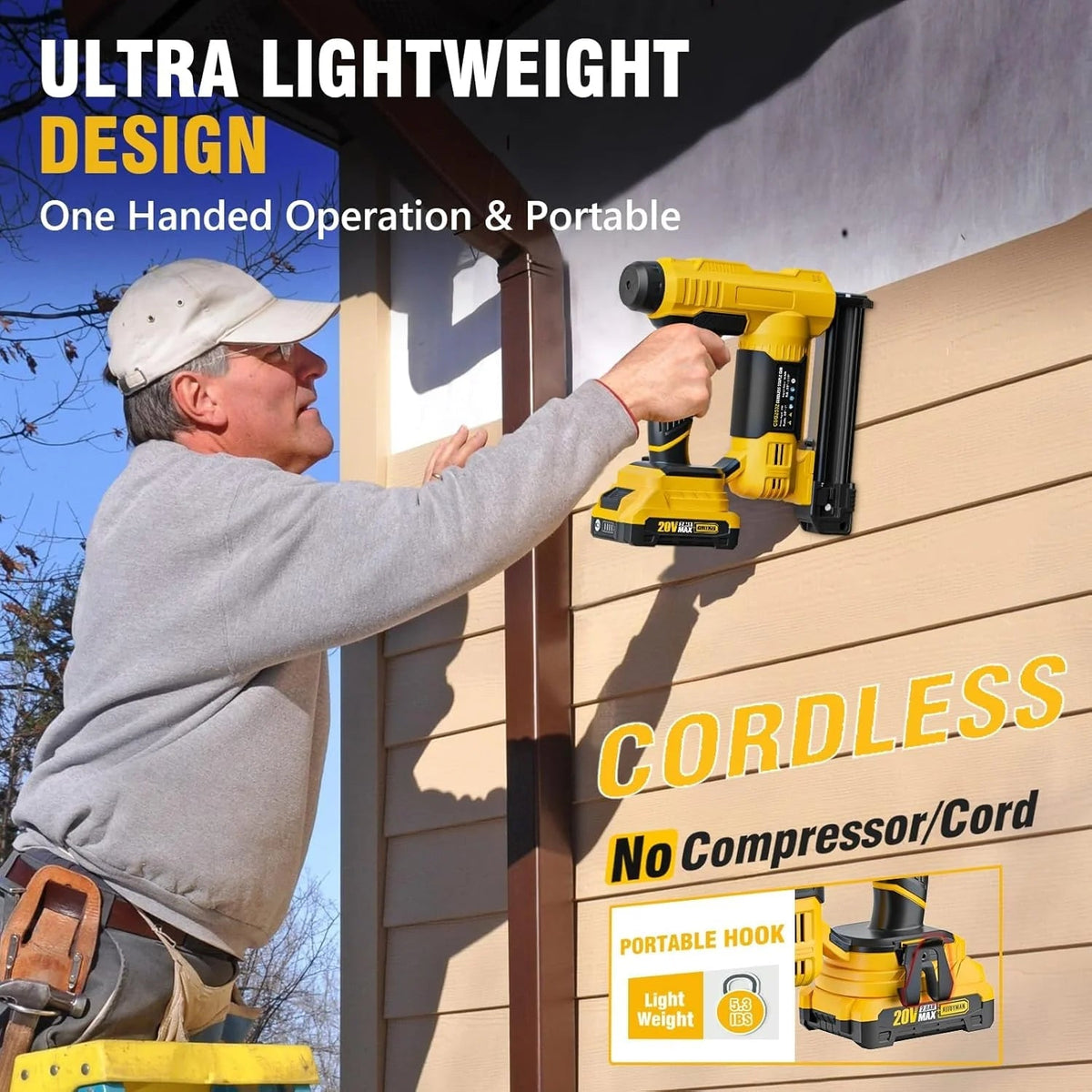 Alloyman 18 Gauge Nail Gun Battery Powered 2 in 1 Cordless Brad Nailer Electric Stapler with 2 0AH Battery and Charger 1000PCS Nails and 500
