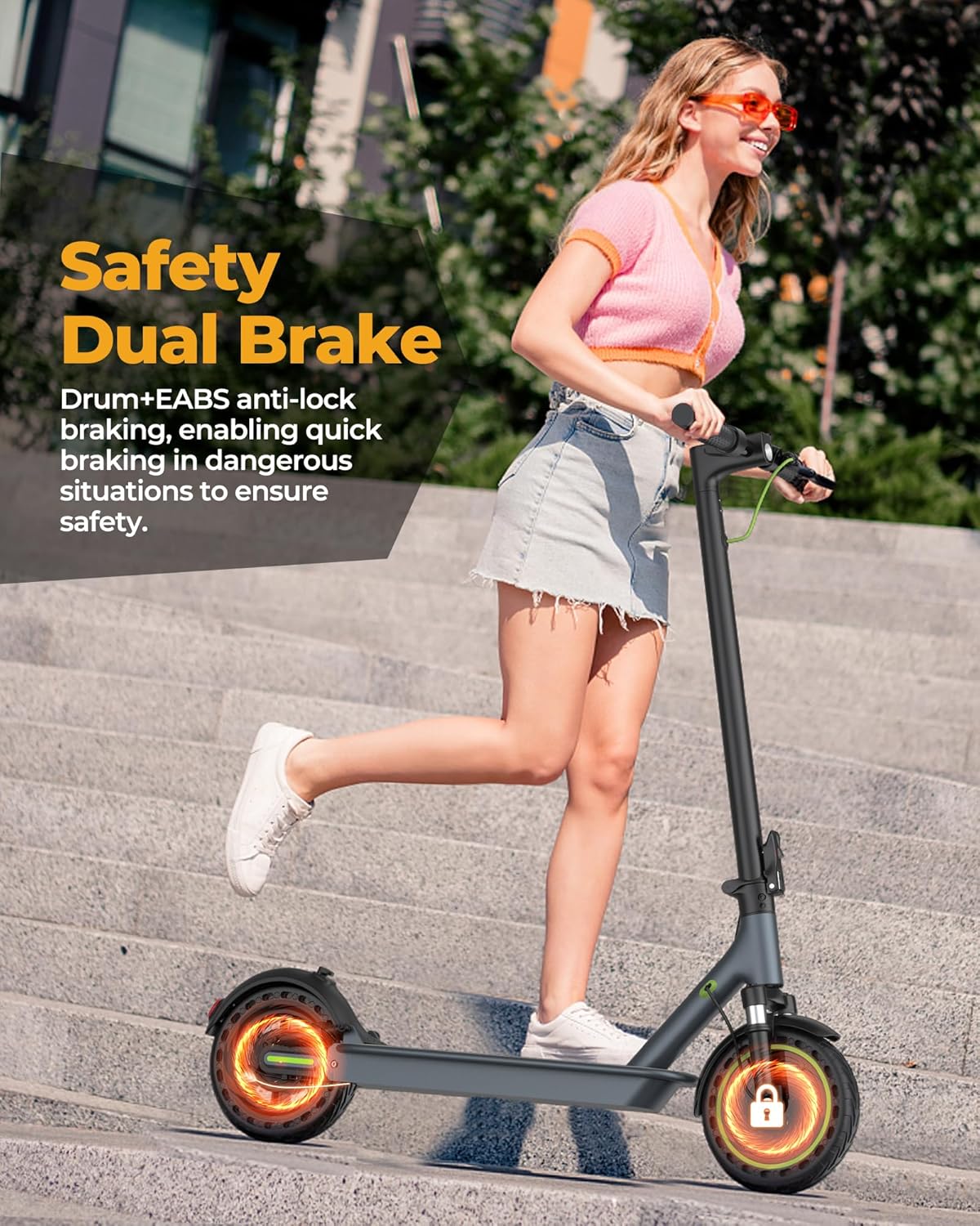 Electric Scooter - 8.5" Solid Tires, 350W Motor, Up to 19 Mph and 21-23 Miles Long-range Portable Foldable Commuting Scooter for Adults with…