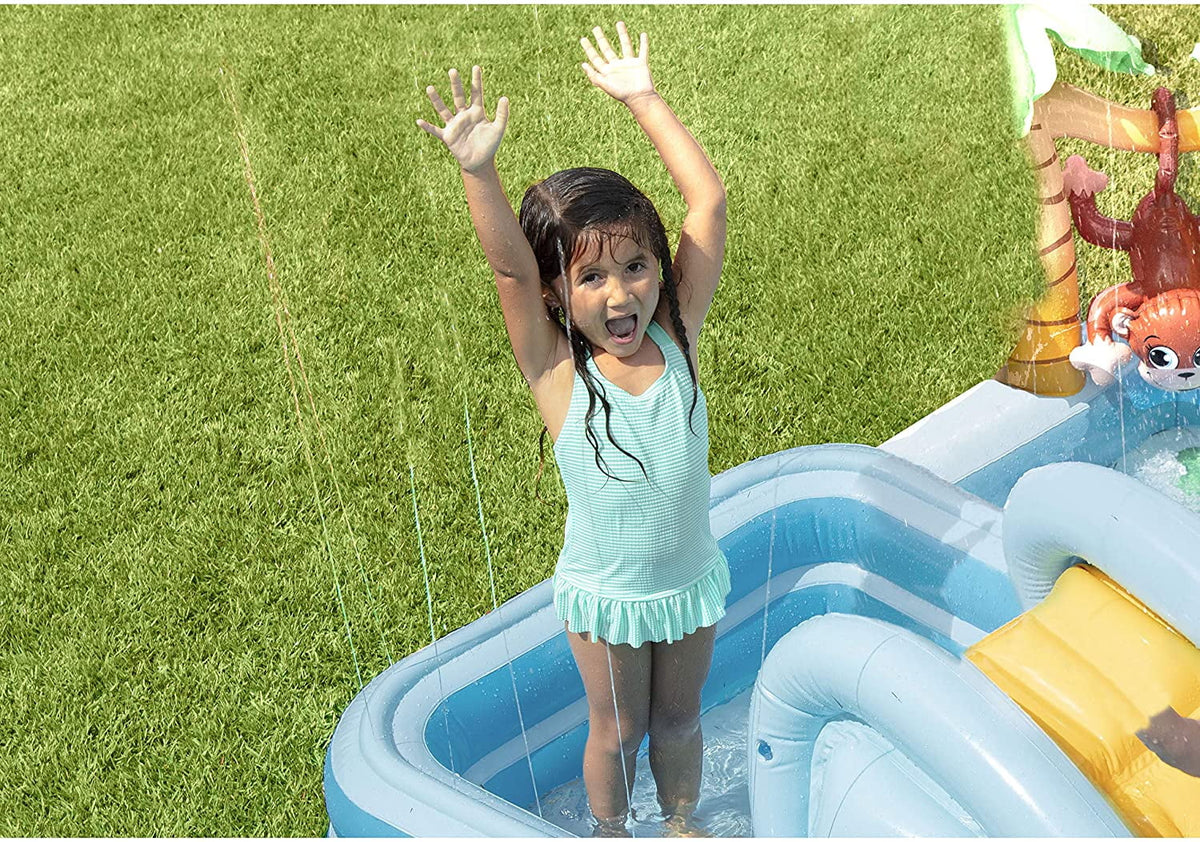 Inflatable Jungle Adventure Play Center - 96′′ X 78′′ X 28′′ - Kiddie Pool for Ages 2 and Up