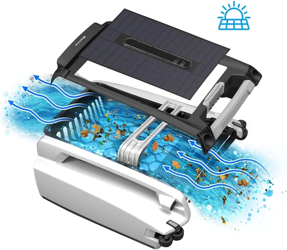 Betta Se Solar Powered Automatic Robotic Pool Surface Skimmer Cleaner with 30 Hour Continuous Cleaning Battery Power and Re Engineered Twin