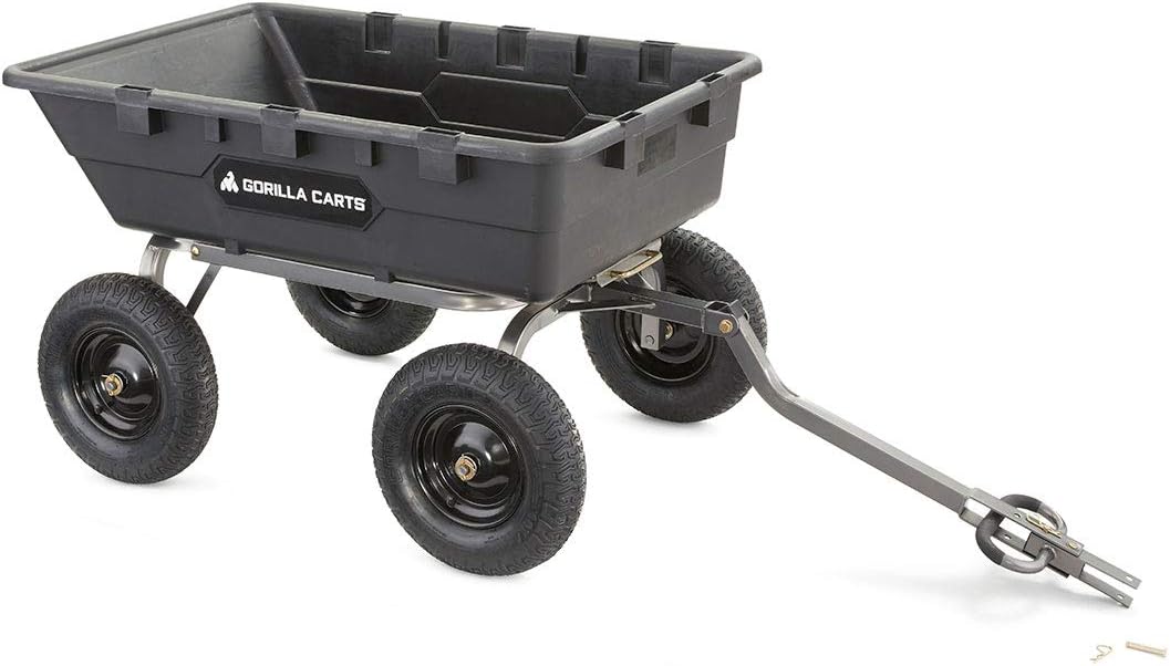 Heavy Duty Poly Utility Dump Wagon Garden Cart W/pneumatic Tires, 6 Cu ft - 1200 lb Capacity Outdoor Wheelbarrow for Yard, Landscaping &…