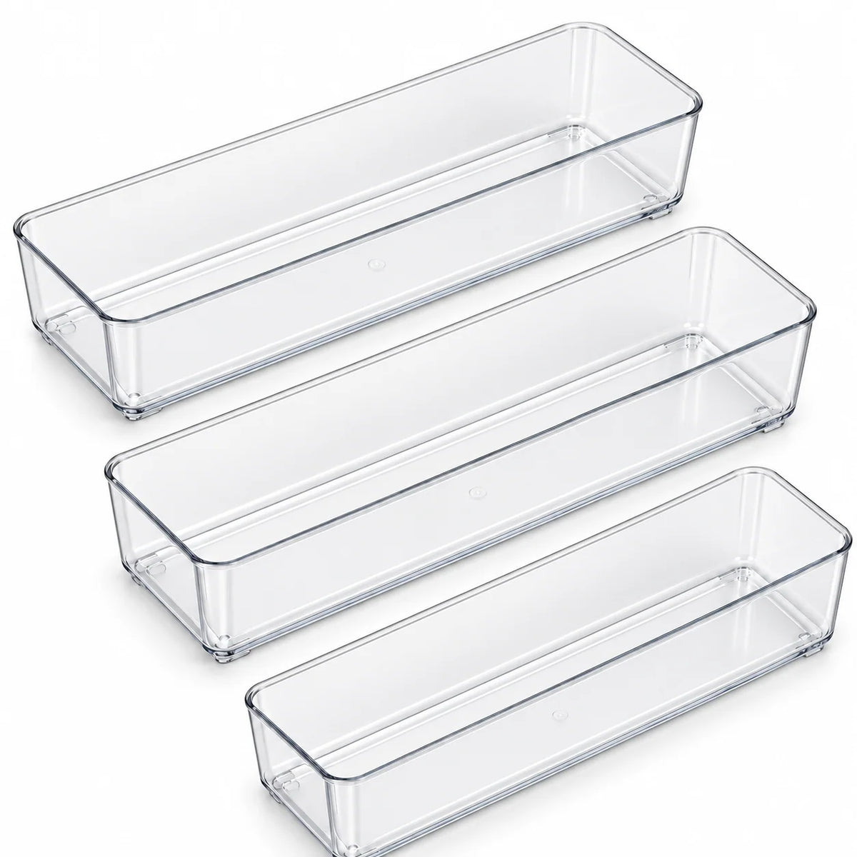 Clear Slim Drawer Organizer Trays, 3-Pack