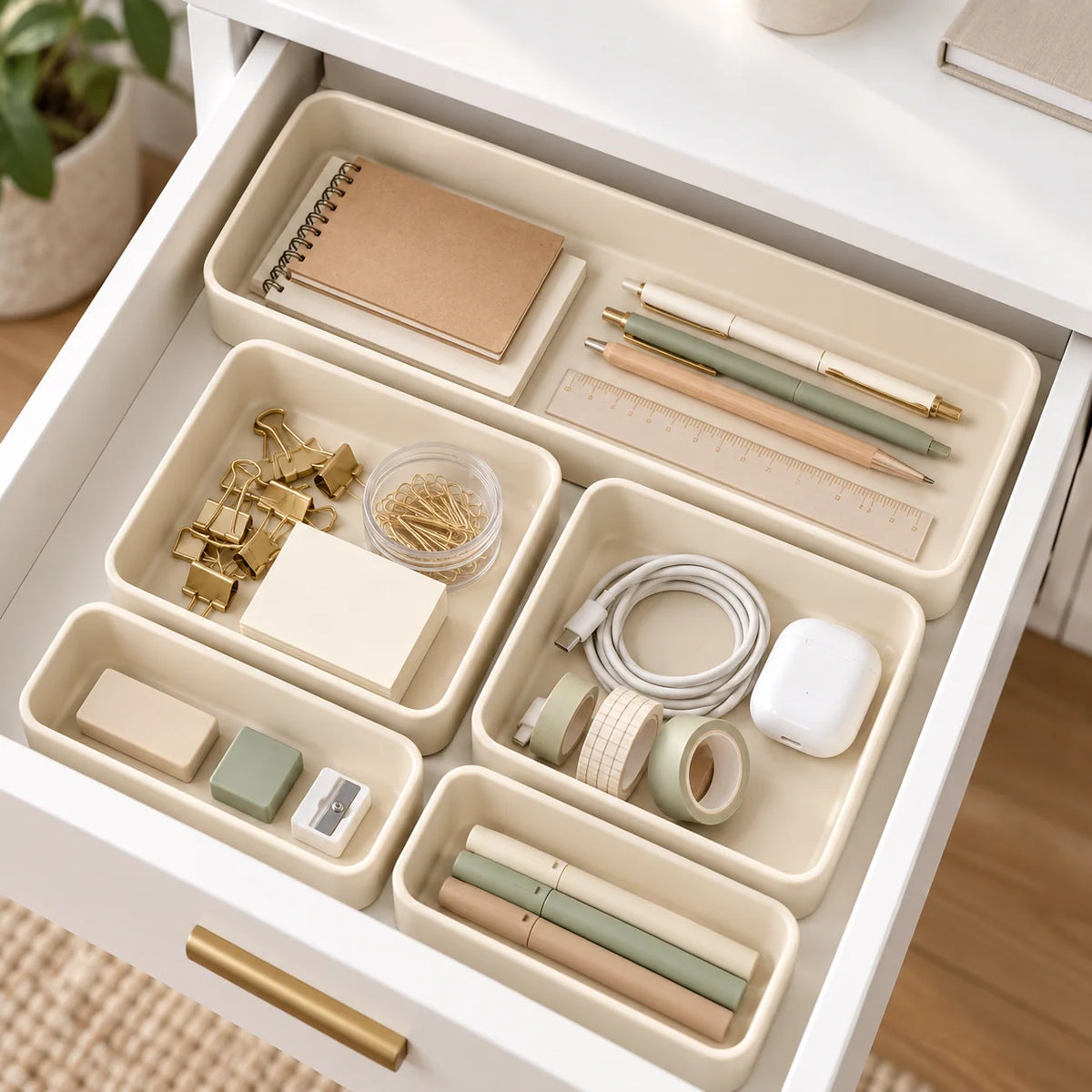 Ivory Modular Drawer Organizer Trays, 5-Piece Set