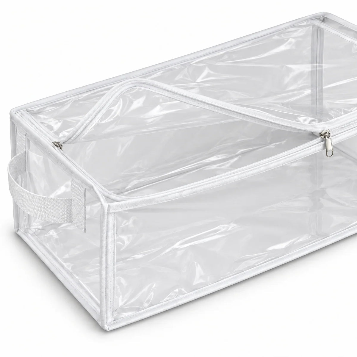 Clear White-Trim Bedding Storage Bag, Long