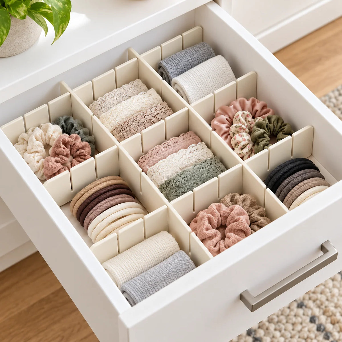 Ivory Interlocking Drawer Divider Grid, 6-Piece Set