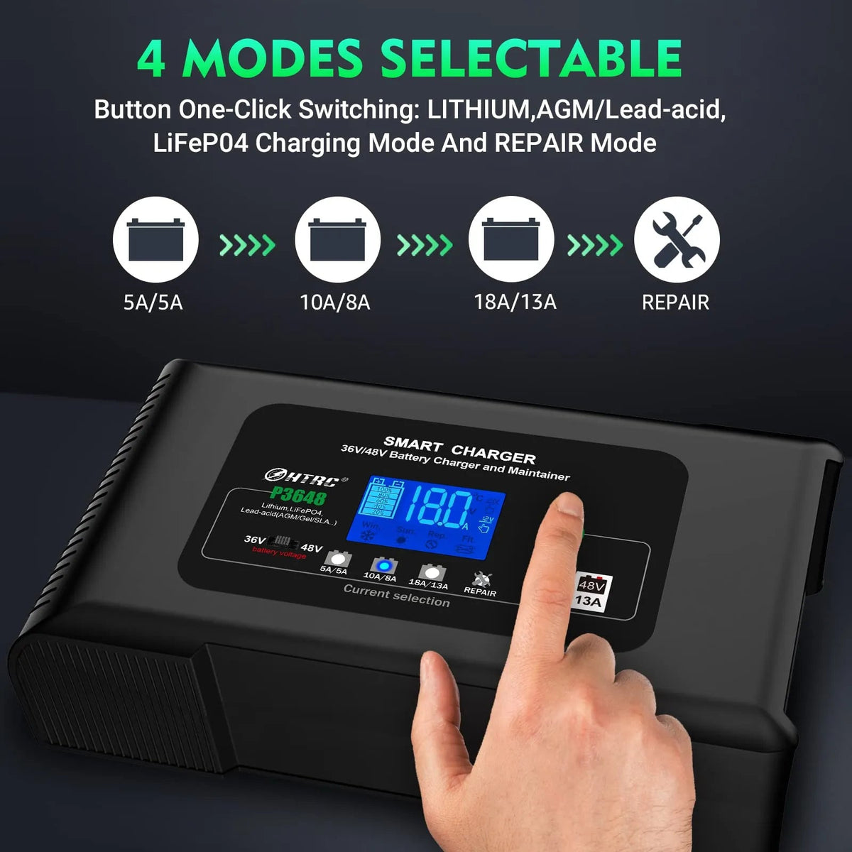36 Volt Golf Cart Charger 18-AMP Smart Charger, Car Battery Charger,trickle CHARGER,36V,18-AMP and 48V,13-AMP,LITHIUM,LIFEPO4,LEAD-ACID…