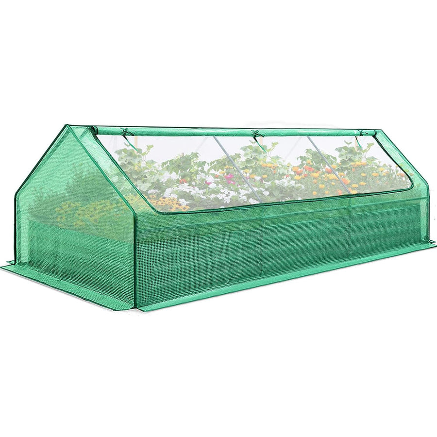 Raised Garden Bed Galvanized Raised Beds for Gardening Vegetables with Cover 8X4X1 ft Metal Planter Box Outdoor Use (Clear
