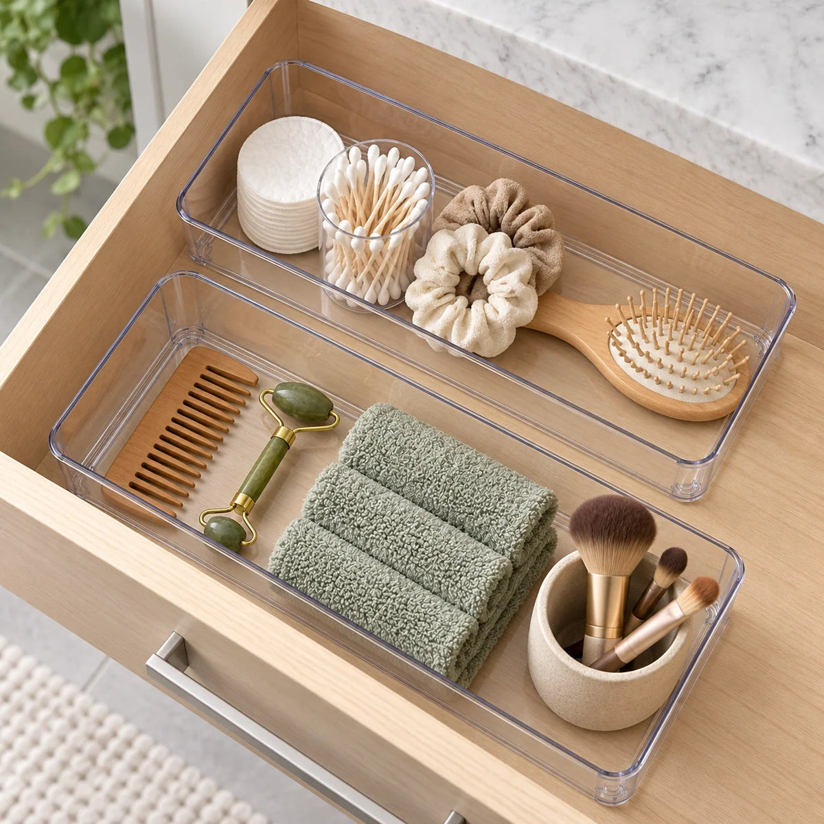 Clear Rectangular Drawer Organizer Trays, 2-Pack