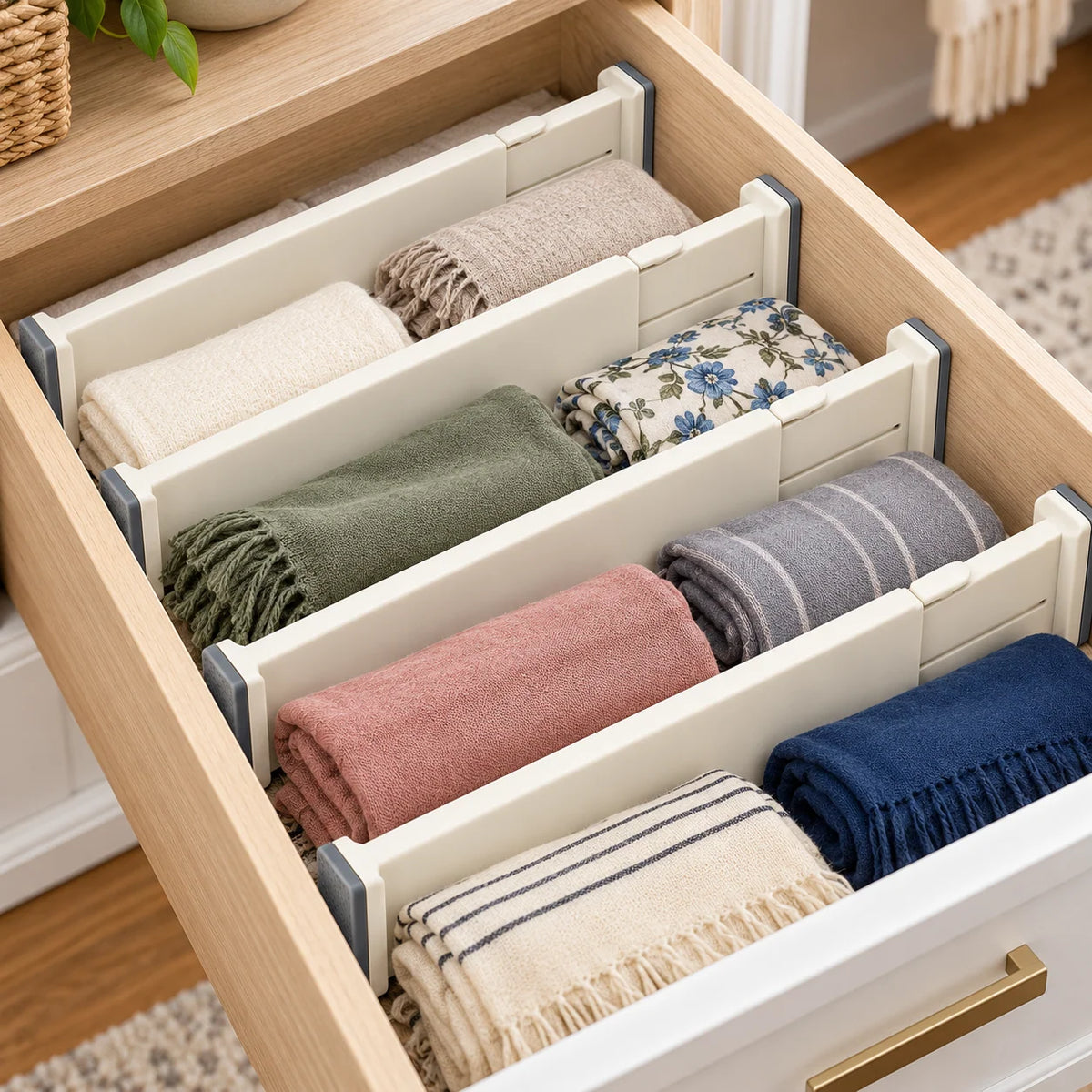 Ivory Tall Adjustable Drawer Dividers, 4-Pack