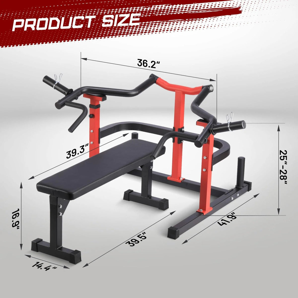 Chest Press Machine, 1050LBS Capacity, Independent Converging Arms, Weight Bench Press with Adjustable Flat Bench for Upper Body Workouts,…