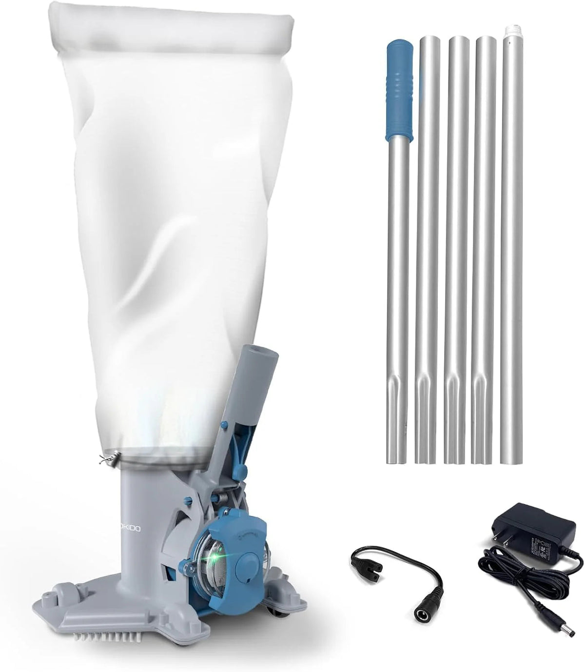 Rechargeable Cordless Pool Leaf Vacuum, 30GPM Strong Suction, 75 Min Runtime, Xl Heavy Duty Filter Bag, Leaves and Debris Removal, for Above…