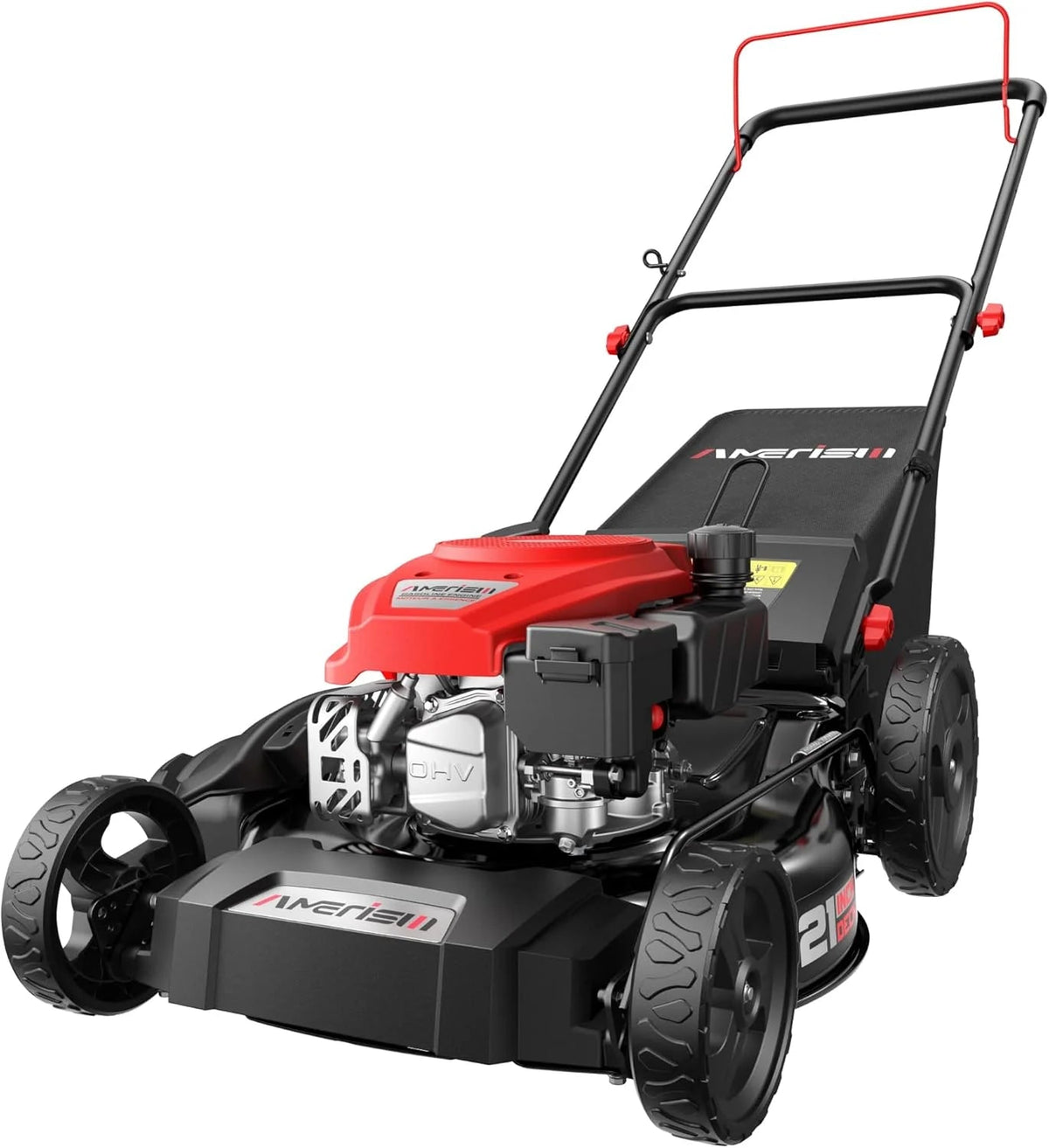 21" Steel Deck Gas Lawn Mower, Heavy-duty 3-IN-1 Push Mower, 144CC 4-STROKE Engine, 6-POSITION Height Adjustment, Large 1.4 Bushel Grass…