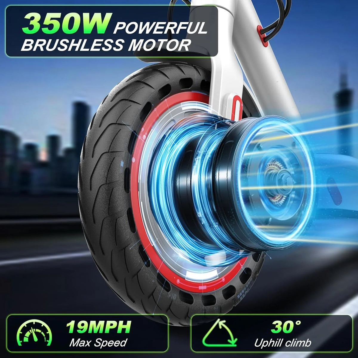 Electric Scooter - 8.5" Solid Tires, 350W Motor, Up to 19 Mph and 21-23 Miles Long-range Portable Foldable Commuting Scooter for Adults with…