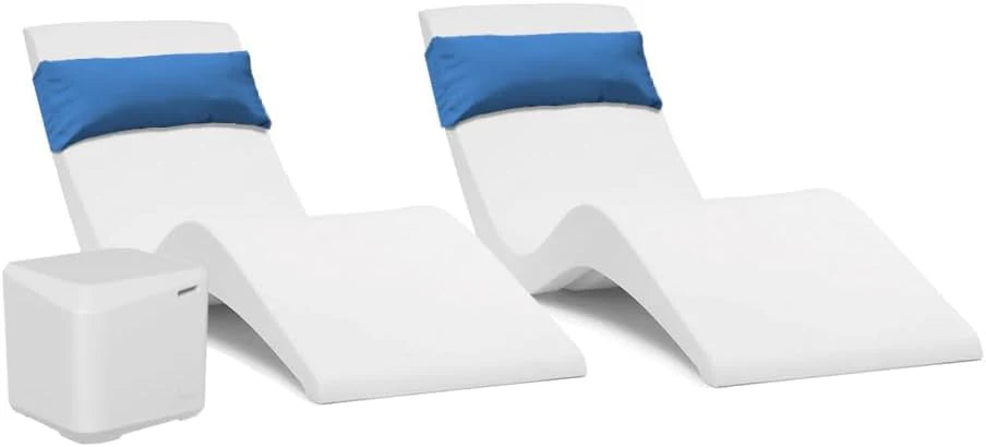 Classic White - In-pool Chaise Lounger - Designed for Water Depths Up to 9" - Aqua Outdoors - Set of 2 - Compatible with All Pool Types -…