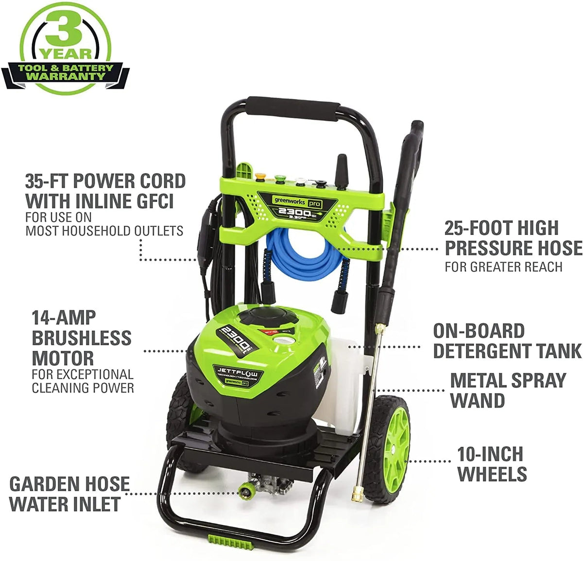 2300-PSI 14 Amp 2.3-GPM Brushless Pressure Washer