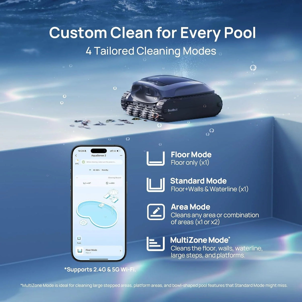 Cordless Robotic Pool Vacuum Cleaner, Smart Surface Parking, Double-pass Waterline Scrubbing, Cleans Floor, Walls, and Waterline, Above &…
