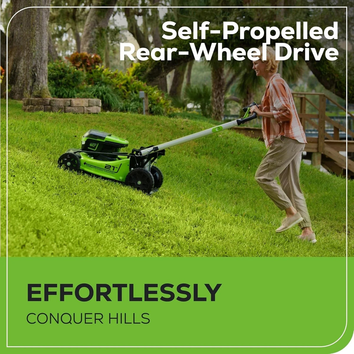 60V 21" Cordless (Self-propelled) Lawn Mower , 2 X 4.0AH Batteries and Dual Port Rapid Charger